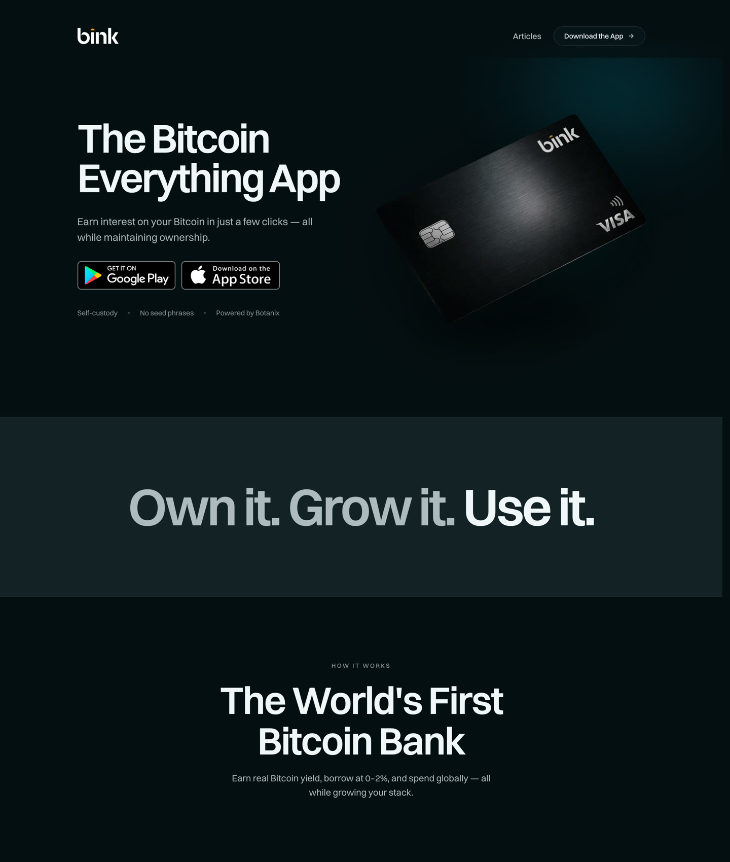 Bink marketing site, designed and shipped on Vercel